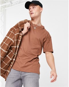 Oversized футболка коричневого цвета New look