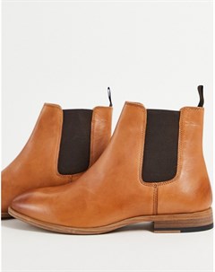 Светло коричневые ботинки челси из натуральной кожи Fenn Topman