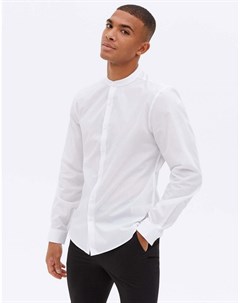 Белая рубашка из поплина с длинными рукавами New look