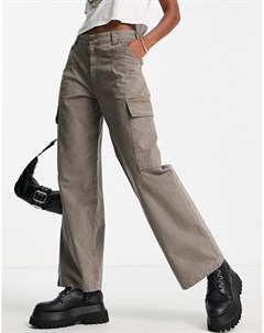 Серо коричневые брюки карго в стиле oversized Asos design
