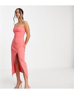 Платье миди на бретельках розового цвета с разрезом на бедре Vesper petite