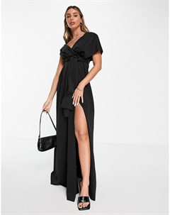 Черное платье макси с открытым плечом Asos design