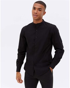 Черная рубашка из поплина с длинными рукавами New look