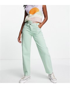 Джинсы мятного цвета в винтажном стиле 90 х с косой отделкой на поясе Inspired Reclaimed vintage