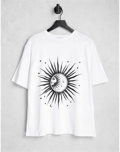 Белая футболка с принтом солнца и луны Na-kd