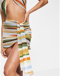 Пляжная юбка из легкого вязаного трикотажа в полоску от комплекта Asos design