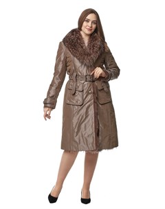Женское пальто из текстиля с воротником отделка енот Мосмеха