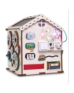 Деревянная игрушка Бизиборд Развивающий домик со светом Jolly kids