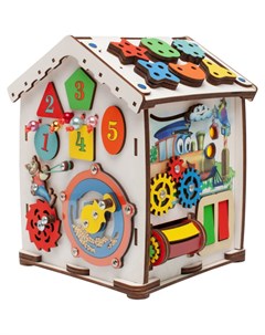 Деревянная игрушка Бизиборд Развивающий домик со светом Паровозик Jolly kids