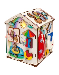 Деревянная игрушка Бизиборд Развивающий Домик со светом Времена года Jolly kids