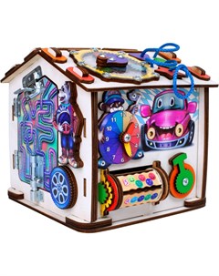 Деревянная игрушка Бизиборд Бизидом развивающий домик Волк Jolly kids
