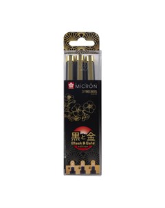 Набор капиллярных ручек Pigma Micron Gold Limited Edition 0 25 мм 0 35 мм 0 45 мм 3 шт Sakura