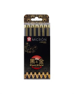 Набор капиллярных ручек Pigma Micron Gold Limited Edition 6 шт Sakura