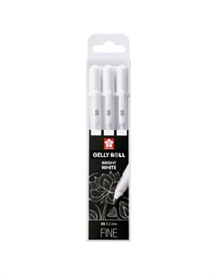 Набор белых гелевых ручек Gelly Roll Basic 05 пишущий узел 0 5 мм линия 0 3 мм 3 шт Sakura