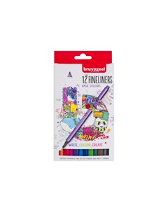 Набор капиллярных ручек Teen линер 0 4 мм 12 цветов в картонной упаковке Bruynzeel