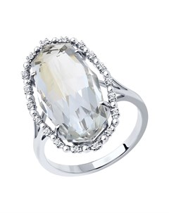 Кольцо из белого золота с бриллиантами и топазом Sokolov diamonds