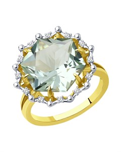 Кольцо из желтого золота с бриллиантами и аметистом Sokolov diamonds