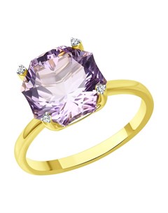 Кольцо из желтого золота с бриллиантами и аметистом Sokolov diamonds