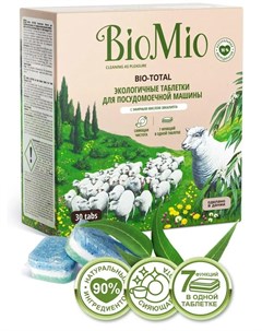 Экологичные таблетки Bio Total 7в1 для посудомоечной машины с эвкалиптом 30шт Biomio