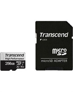 Карта памяти 256GB microSDXC Class 10 UHS I U3 V30 A2 R100 W85MB s with SD adapter TS256GUSD330S Transcend