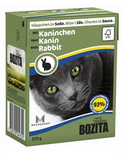 Влажный корм для кошек Feline Rabbit Tetra Pak кусочки в соусе с кроликом 0 37 кг Bozita
