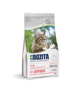 Корм для взрослых и растущих кошек крупных пород с лососем без пшеницы 2 кг Bozita