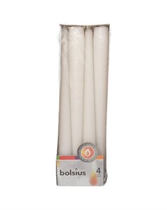 Набор конусных свечей 24 5 см 4 шт белый Bolsius