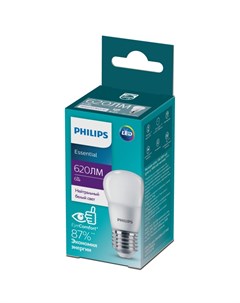 Светодиодная лампа E27 6W 4000К белый P45 Essential Philips