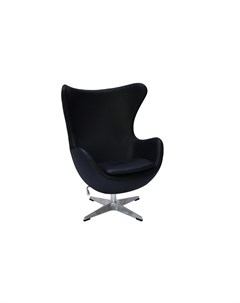 Кресло egg chair чёрный натуральная кожа черный 87x57x76 см Bradexhome
