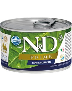 N D Prime Mini Беззерновые консервы для собак мелких пород ягненок и черника 140 г Farmina