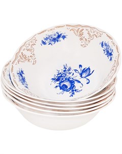 Тарелка суповая Синие розы 19 см 6 штук Anna manelis