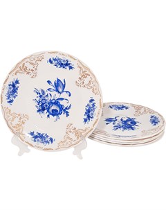 Тарелка десертная Синие розы 18 см 6 штук Anna manelis