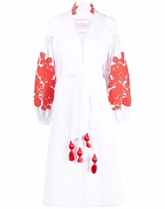 Платье с объемными рукавами и цветочной вышивкой Yuliya magdych