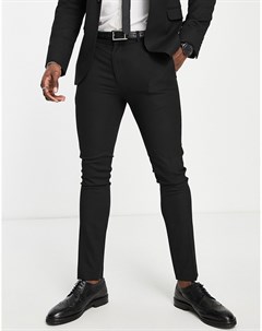 Супероблегающие фактурные брюки черного цвета Topman