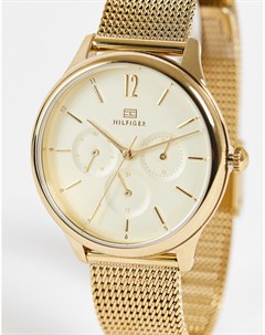Золотистые женские часы с сетчатым ремешком Tommy hilfiger