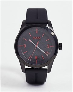 Красно черные часы с силиконовым ремешком Hugo