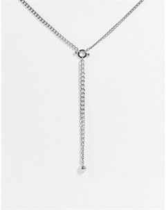 Серебристое массивное ожерелье цепочка с т образной подвеской Topshop