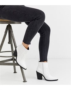 Белые ботинки в ковбойском стиле для широкой стопы Asos design