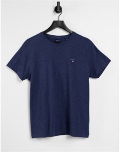Синяя меланжевая футболка с логотипом Gant