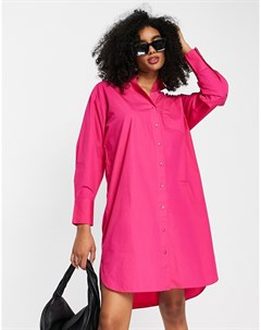 Розовая oversized рубашка в полоску Femme Selected
