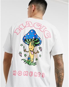 Белая oversized футболка с принтом Magic Moments на спине New love club
