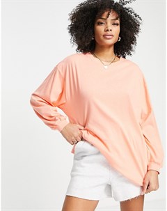 Коралловый oversized лонгслив с манжетами Asos design