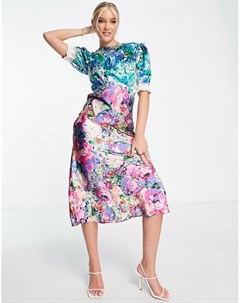 Разноцветное платье с комбинированным цветочным принтом Lia Hope & ivy