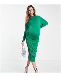 Зеленое платье миди со сборками по бокам ASOS DESIGN Maternity Asos maternity