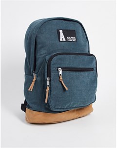 Парусиновый сине зеленый рюкзак с контрастным основанием из искусственной замши и фирменной отделкой Asos design