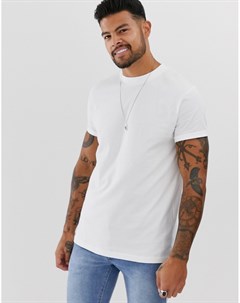 Белая футболка с отворотами на рукавах Asos design
