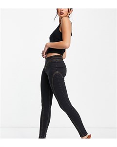 Черные зауженные джинсы с декоративными швами из органического хлопка x001 Collusion