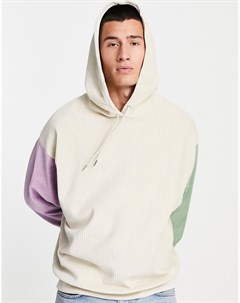 Oversized худи из велюра в рубчик в стиле колор блок Asos design