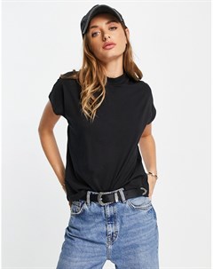 Черная футболка с высоким воротником и широкими рукавами Vero moda