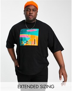 Черная oversized футболка с графическим принтом ASOS Actual Asos design